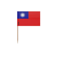 Palillos Drapeau Taiwán - 8 cm - 100 piezas - Plástico adhesivo - Palo de bambú - Pixelforma