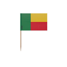 Palillos Drapeau de Benín - 8 cm - 100 piezas - Plástico adhesivo - Palo de bambú - Pixelforma
