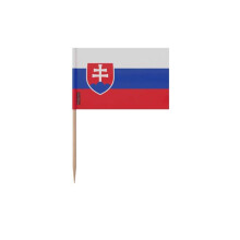 Palitos de dente Bandeira da Eslováquia - 6.5 cm - 100 peças - Plástico adesivo - Bastão de bambu - Pixelforma