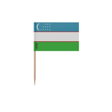 Tandenstoker Vlag van Oezbekistan - 8 cm - 100 stuks - Plakplastic - Bamboe stokje - Pixelforma