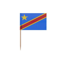 Vlagprikkers van de democratische republiek Congo - 8 cm - 100 stuks - Hechtplastic - Bamboestok - Pixelforma