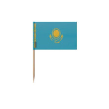 Tandenstoker Vlag van Kazachstan - 12 cm - 100 stuks - Plakplastic - Bamboestok - Pixelforma