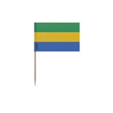 Dentes de palito Bandeira do Gabão - 10 cm - 100 peças - Plástico adesivo - Bastão de bambu - Pixelforma