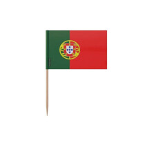Palillos con bandera de Portugal - 8 cm - 100 piezas - Plástico adhesivo - Varilla de bambú - Pixelforma