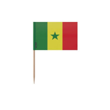 Palitos de Dente Bandeira do Senegal - 10 cm - 100 peças - Plástico adesivo - Bastão de bambu - Pixelforma