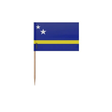 Palitos de Dente Bandeira de Curaçao - 6.5 cm - 100 peças - Plástico adesivo - Bastão em bambu - Pixelforma