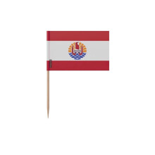 Palitos de dente Bandeira da Polinésia Francesa - 8 cm - 100 peças - Plástico adesivo - Bastão de bambu - Pixelforma