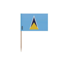 Tandenstokers Vlag van Saint Lucia - 6.5 cm - 100 stuks - Zelfklevend plastic - Bamboe stokje - Pixelforma