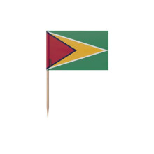 Palitos de Dente Bandeira da Guiana - 10 cm - 100 peças - Plástico adesivo - Varinha de bambu - Pixelforma