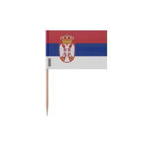 Palitos de dente Bandeira da Sérvia - 6.5 cm - 100 peças - Plástico adesivo - Bastão de bambu - Pixelforma
