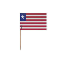 Palitos de dente Bandeira da Libéria - 6.5 cm - 100 peças - Plástico adesivo - Bastão de bambu - Pixelforma
