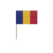 Zahnstocher Flagge von Tschad - 6,5 cm - 100 Stück - Selbstklebender Kunststoff - Bambusstab - Pixelforma
