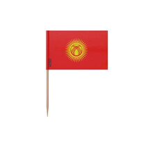 Tandenstoker Vlag van Kirgizië - 6.5 cm - 100 stuks - Zelfklevend plastic - Bamboestok - Pixelforma