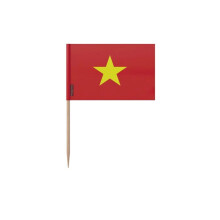 Palitos de Dente Bandeira do Vietnã - 6.5 cm - 100 peças - Plástico adesivo - Cabo de bambu - Pixelforma