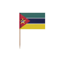 Prikkers Vlag van Mozambique - 6.5 cm - 100 stuks - Plastiek met plaklaag - Bamboestok - Pixelforma