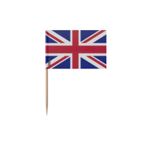 Cocktailprikkers Vlag van het Verenigd Koninkrijk - 6.5 cm - 100 stuks - Plastic met kleeflaag - Bamboe stokje - Pixelforma