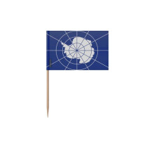 Official Antarctica vlaggenprikkers - 6.5 cm - 100 stuks - Plastische kleefstof - Bamboe stok - Pixelforma
