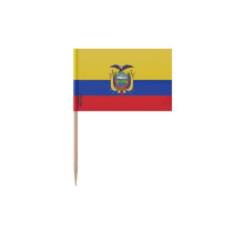Palitos de Dente Bandeira do Equador - 10 cm - 100 peças - Plástico adesivo - Bastão de bambu - Pixelforma
