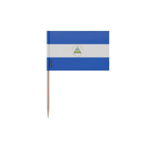 Acessórios de Dente Bandeira da Nicarágua - 6.5 cm - 100 peças - Plástico adesivo - Bastão de bambu - Pixelforma