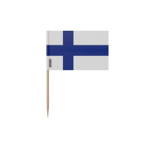 Finlandiaanse vlag tandenstokers - 6.5 cm - 100 stuks - Zelfklevend plastic - Bamboestokje - Pixelforma