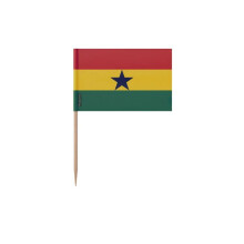 Stuzzicadenti Bandiera del Ghana - 8 cm - 100 pezzi - Plastica adesiva - Bastoncino in bambù - Pixelforma