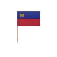 Tandenstoker Vlag van Liechtenstein - 10 cm - 100 stuks - Hechtplastic - Bamboe stokje - Pixelforma