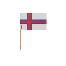 Palillos de diente Bandera de las Islas Feroe - 8 cm - 100 piezas - Plástico adhesivo - Palito de bambú - Pixelforma