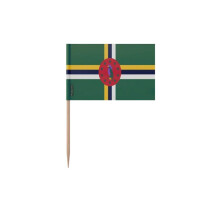 Palillos Drapeau de la Dominique - 8 cm - 100 piezas - Plástico adhesivo - Palo de bambú - Pixelforma