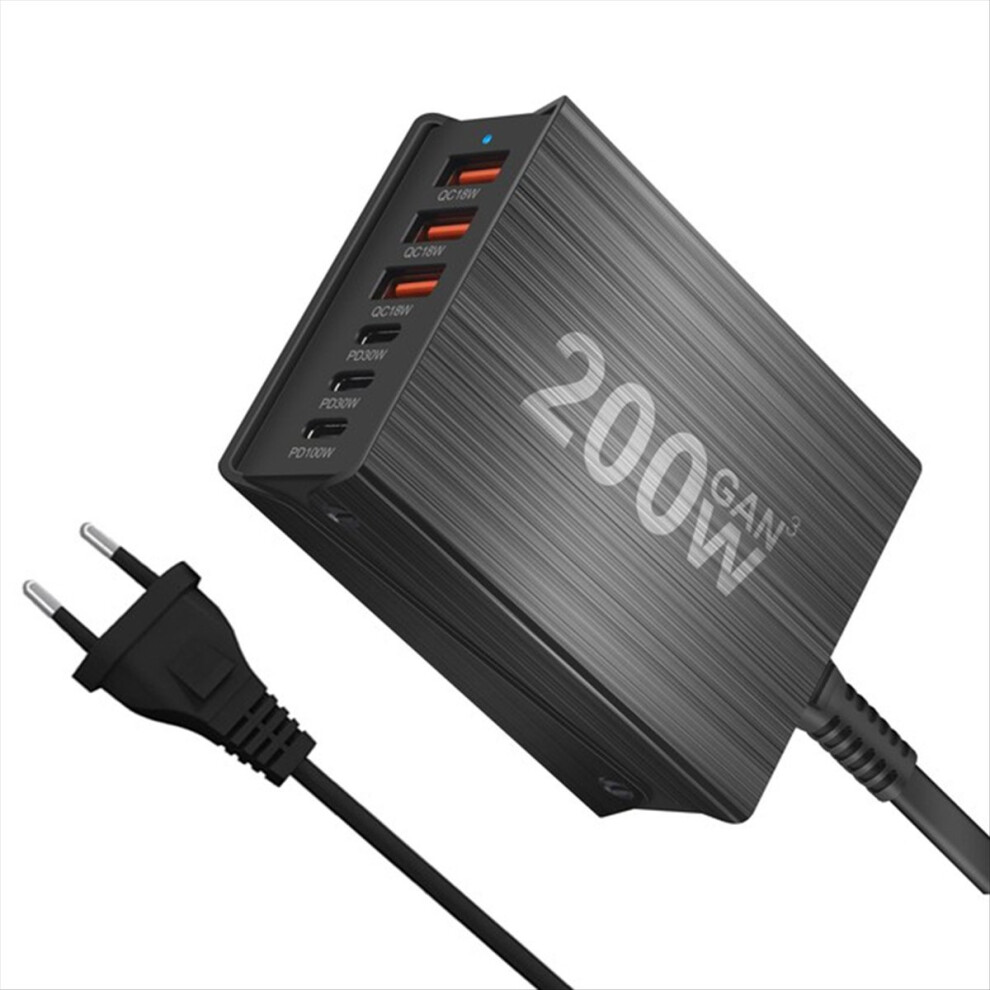200W 6-Port Charging Station Hub Fast Compact Gan 4851555477177
