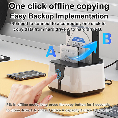 Dual Bay HDD Docking Station One Click Offline Clo 1