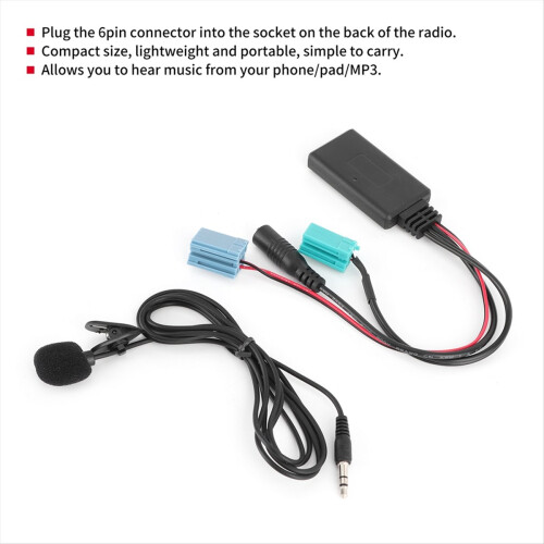 6Pin Bluetooth Audio Cable Car Stereo AUX‑in Adapt 1
