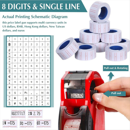2 Pcs 8 Digits Price Tag-, Pricing- Kit with 20 Ro 1