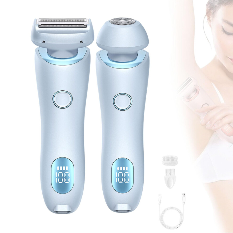 Blue 2 In 1 Waterproof Electric Shaver For Women And Rechargeable Bikini Trimmer For Sensitive Skin