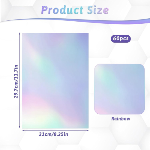 60 Sheets Holographic Laminate Clear Gitter Sticke 2