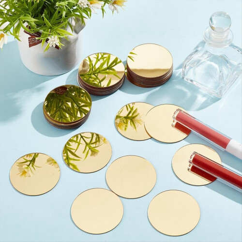 50 Pcs Mini Acrylic Mirror Tiles, 2 Inch Self Adhe 1