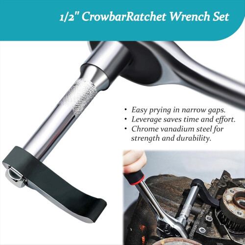 4Pcs Wrench Adaptor, 2Pcs Crowbar Adapter 1/2 Inch 2