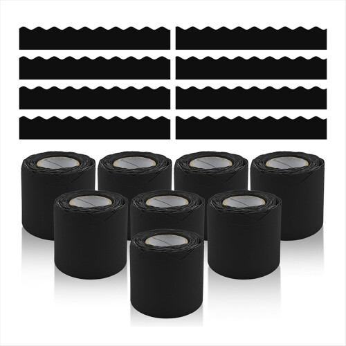 8 Rolls Bulletin Board Border,Black Scalloped Bord 1