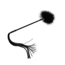 Black Feather Tickler with Tassels, Silicone Role Play Whip, Dual Sensation for Couples