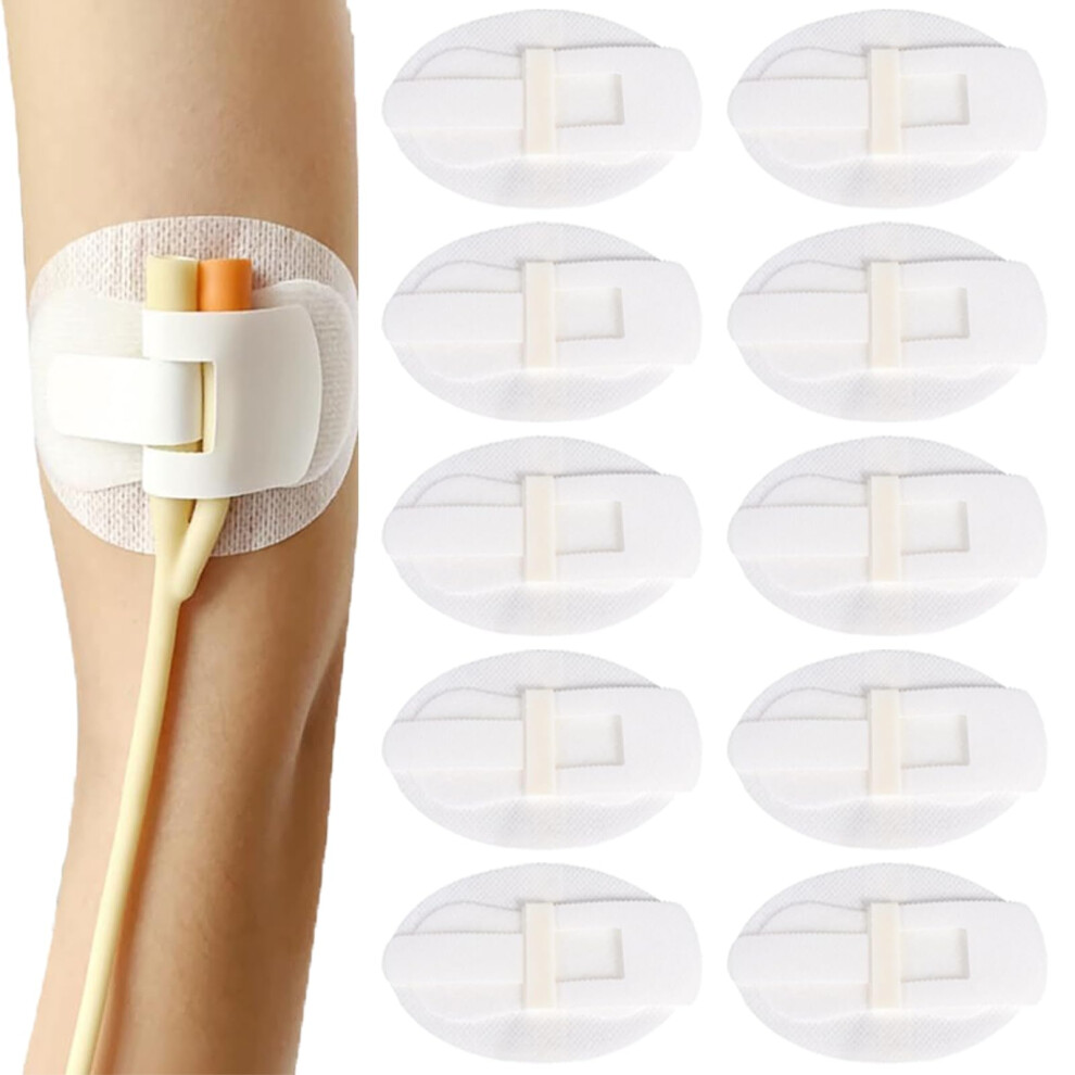10 PCS Catheter Stabilization Device, Universal Breathable Fixing Bands for Urinary Drainage Tube Leg Bags, White Adhesive Fixation Stickers