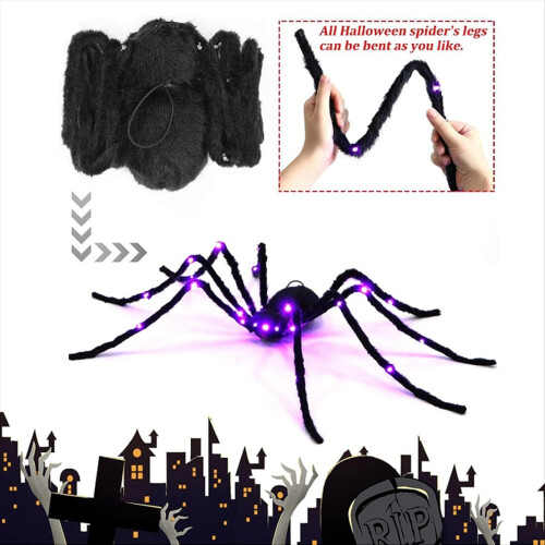 Halloween Giant Light Up Spider Decorations Hairy 1