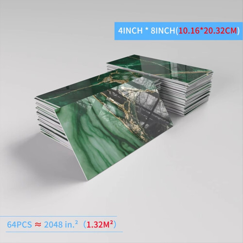 32Pcs Thick PET Glossy Subway Tile Sticker,4in X 8 2