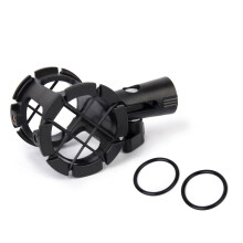 Black Universal Microphone Shock Mount for Handheld Microphone Compatible with Standard Sizes and Durable Construction