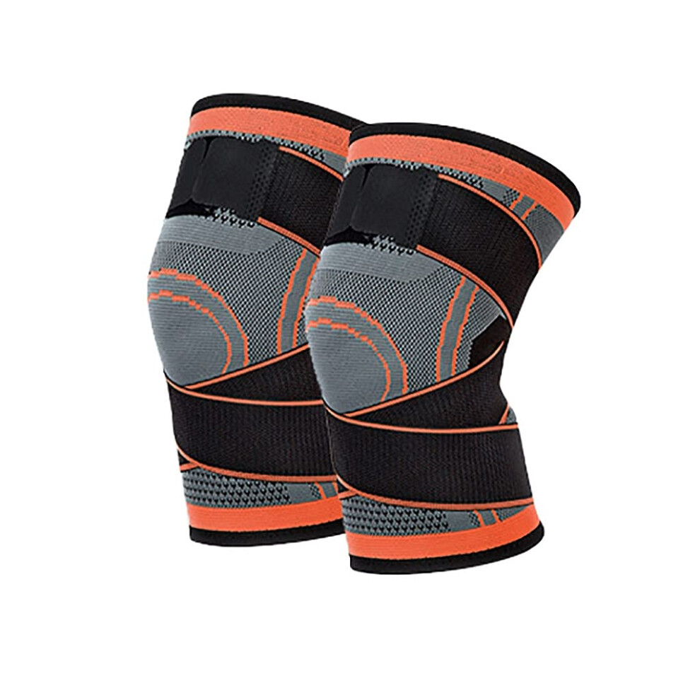 Orange Knee Brace For Pain Relief With Compression Support Technology, Breathable Sleeve For Sports, S1