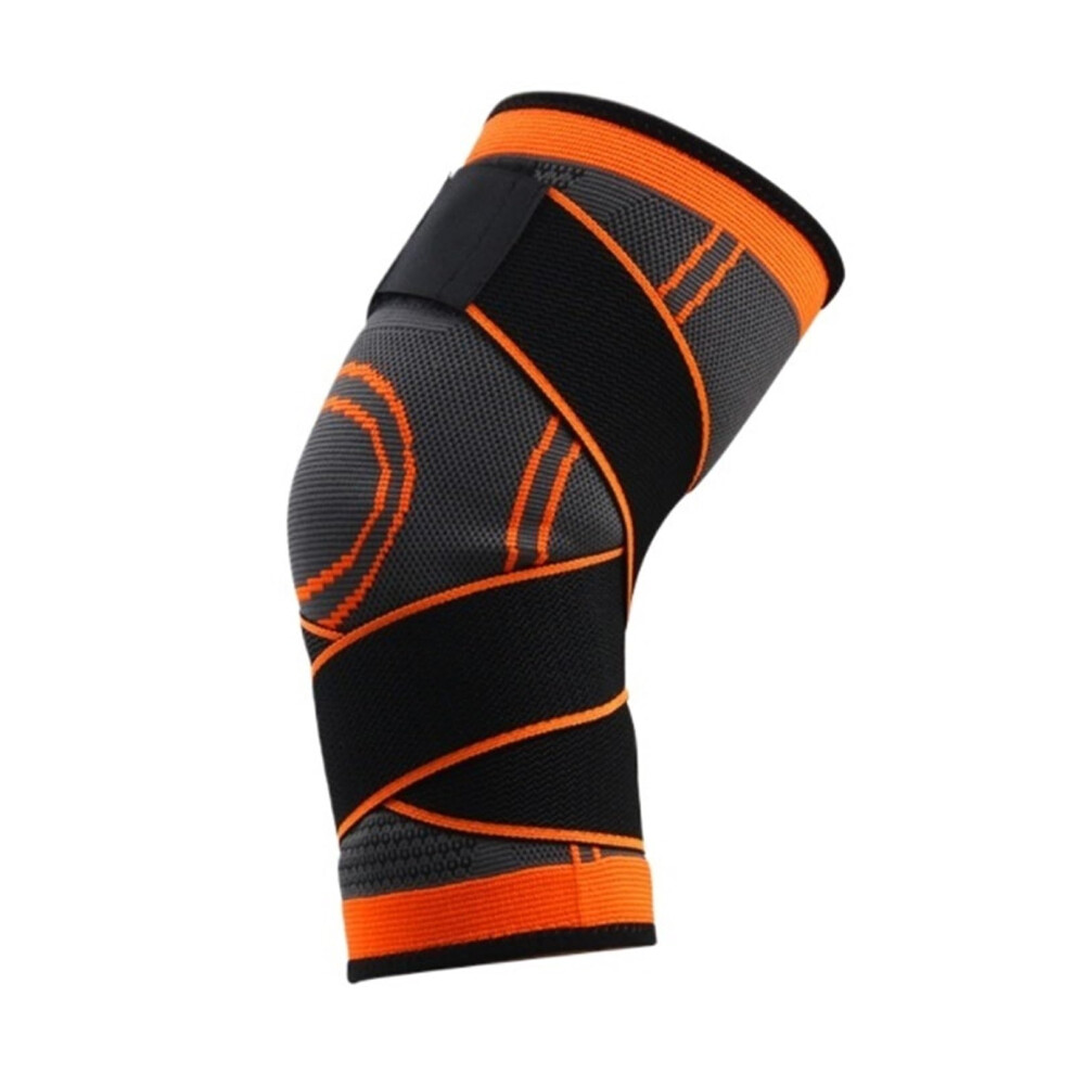 Orange Knee Compression Sleeve With Antislip Straps For Running Weightlifting Work Pain Relief Xxl