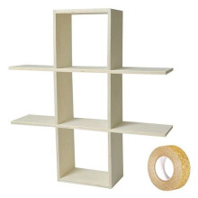 Mensola da muro in legno 2 livelli 53 x 53 x 12 cm + nastro adesivo dorato con glitter 5 m