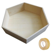 Mensola esagonale in legno 39 x 34 x 10 cm + nastro adesivo dorato con glitter
