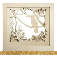 Cadre bois Toucan XL 53 x 53 x 14,5 cm + masking tape doré à paillettes 5 m