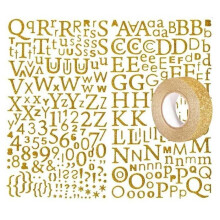 Buchstaben Aufkleber goldene Glitzer + goldene Glitzer Klebeband 5 m