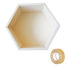 Espositore esagonale in legno 24 x 21 x 10 cm + nastro adesivo dorato con glitter 5 m