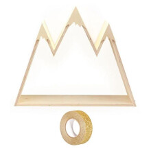 Mensola in legno da parete Montagne 50 x 40 x 10 cm + nastro adesivo dorato con glitter 5 m